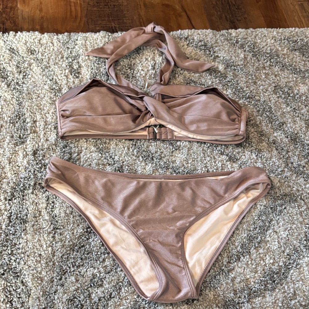 Stylish Halter Bikini Set in Mauve